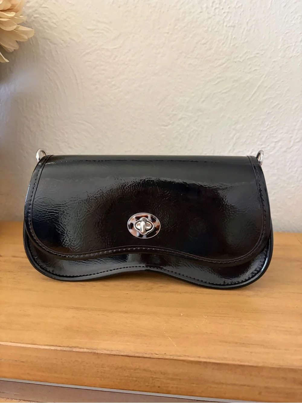 Wavy Dinky Bag With Crossbody Strap In Crinkled Patent Coachtopia Leather